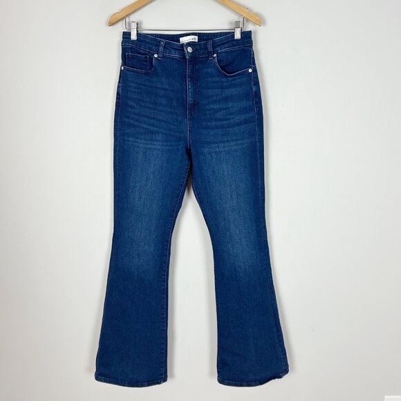 LOFT The Slim Flare Jeans High Rise Stretch Dark Wash Size 10 Women's - Picture 2 of 6